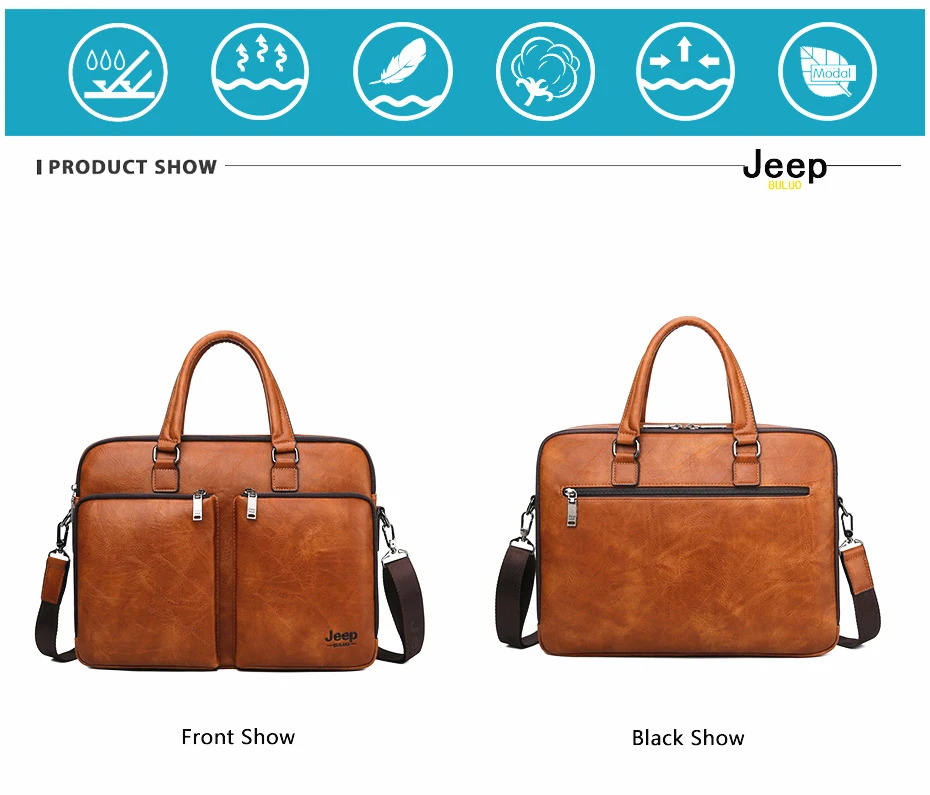 Мужской деловой портфель jeep buluo, оранжевый брендовый портфель для путешествий, сумка для ноутбука 14", сумка для офиса с ремнем через плечо, все сезоны