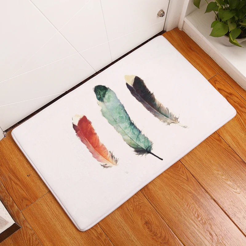 2017 новые ковры с принтом перьев Нескользящие кухонные коврики для дома гостиной