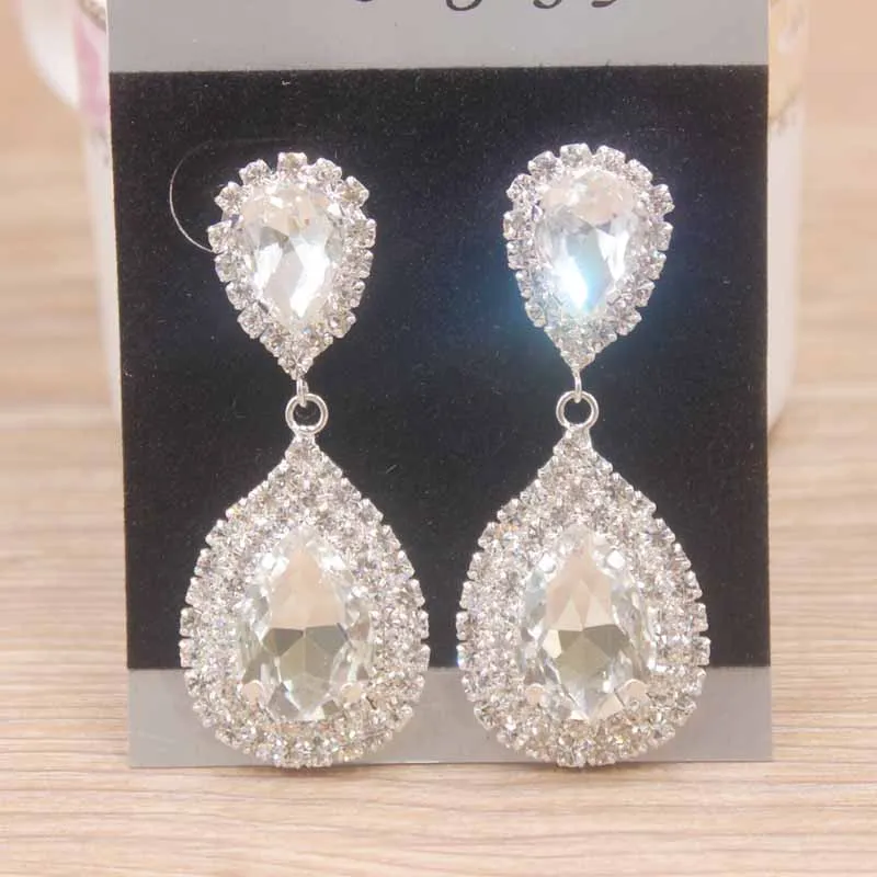 Висячие серьги Золотое серебро Стразы красочные