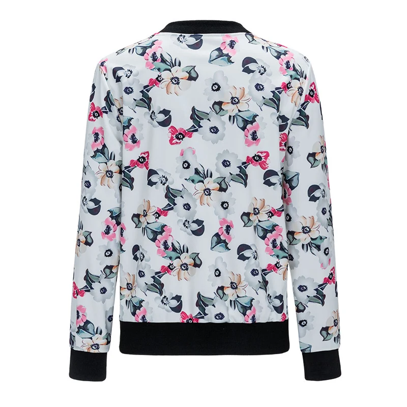 Bomber Jacket Women Winter 2017 Autumn Floral Print Cardigan Vintage Baseball Casual Long Sleeve Zipper Down Coat | Женская одежда