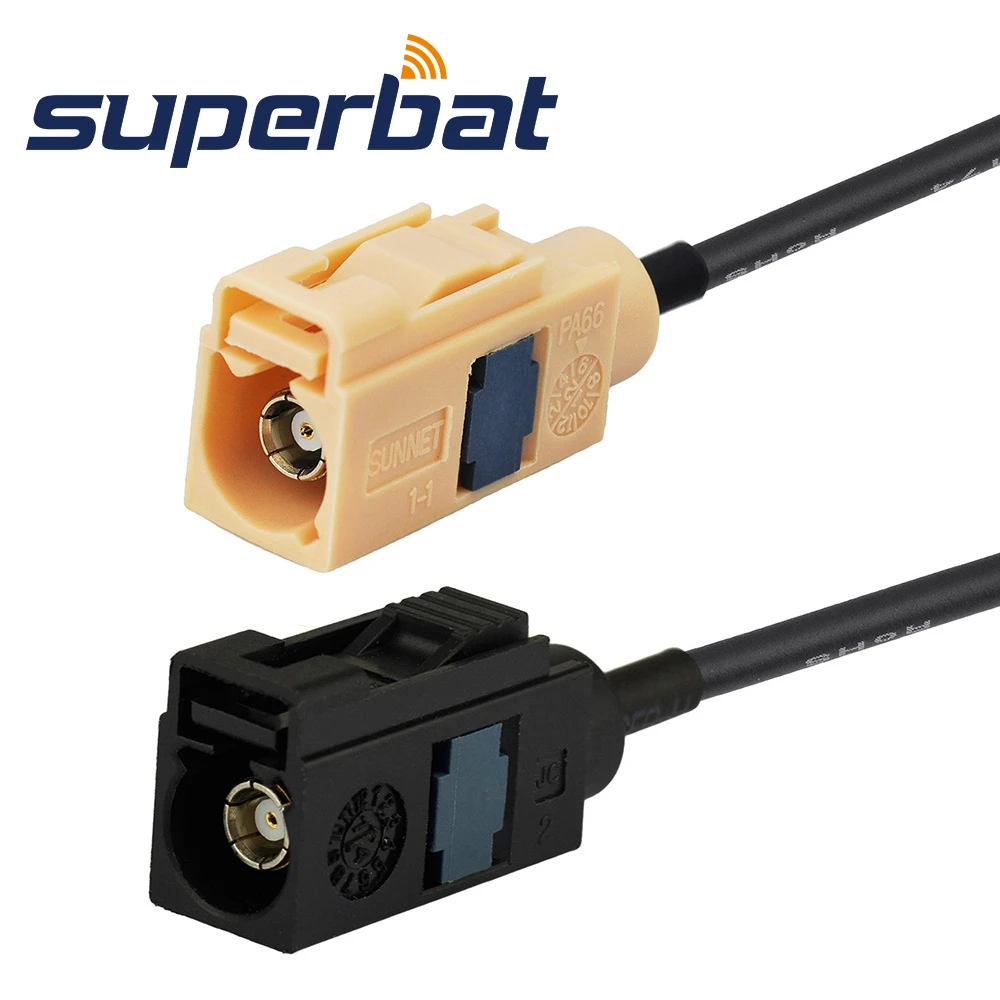 Superbat Fakra A Female Straight to Fakra I Jack Straight Pigtail RG174 500cm RF Coaxial Cable