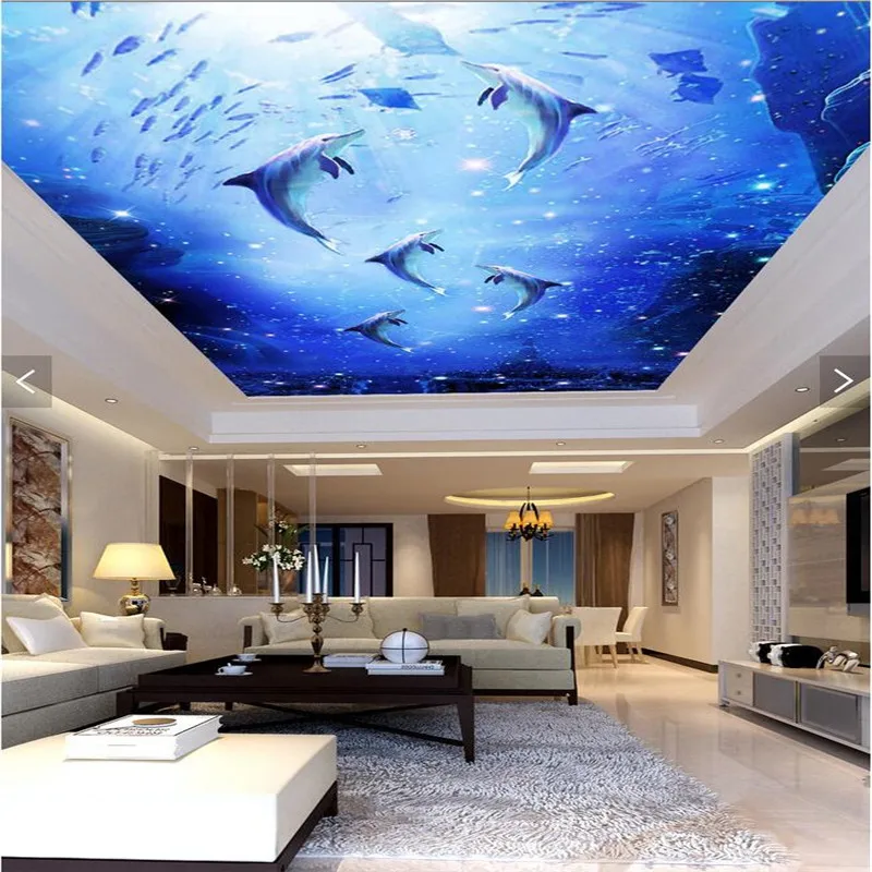 

Обои для гостиной, спальни, fresco-3d, современное искусство, голубое небо, Дельфин