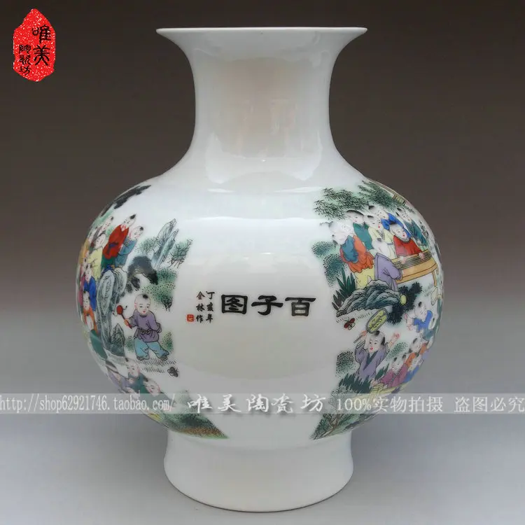 

Jingdezhen ceramic vase household Powder enamel vase Figure fashion vase lantern tong qu the ancient philosophers