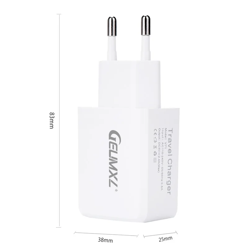 Сетевое зарядное устройство GEUMXL с европейской вилкой и USB портом на 2 4 А для