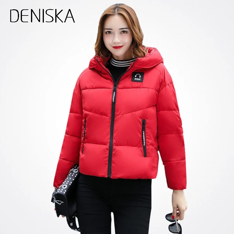 DENISKA 2018 Winter Jacket Women Cotton Short New Padded Slim Hooded Warm Parkas Coat Female Autumn Outerwear | Женская одежда