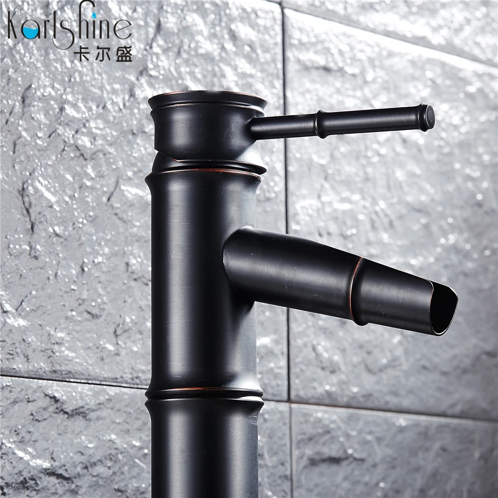 Free Shipping Wholesale And Retail New Deck Mounted Bamboo Shape Basin Sink Faucet oil rubbed bronze Black Bathroom Mixer | Обустройство