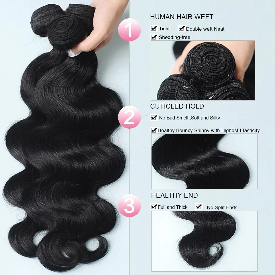 Малазийские пучки волос с закрытием волнистые натуральные цветные человеческие