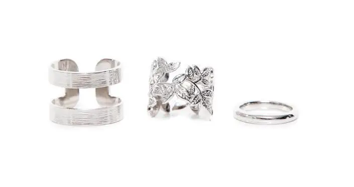 D004-silver 3 шт./компл. Классические Золотые/серебряные цветные двойные кольца Геометрические Цветочные Кольца Набор Леди Шарм аксессуары из дизайнерской бижутерии Midi Кольца - Цвет основного камня: D004-silver