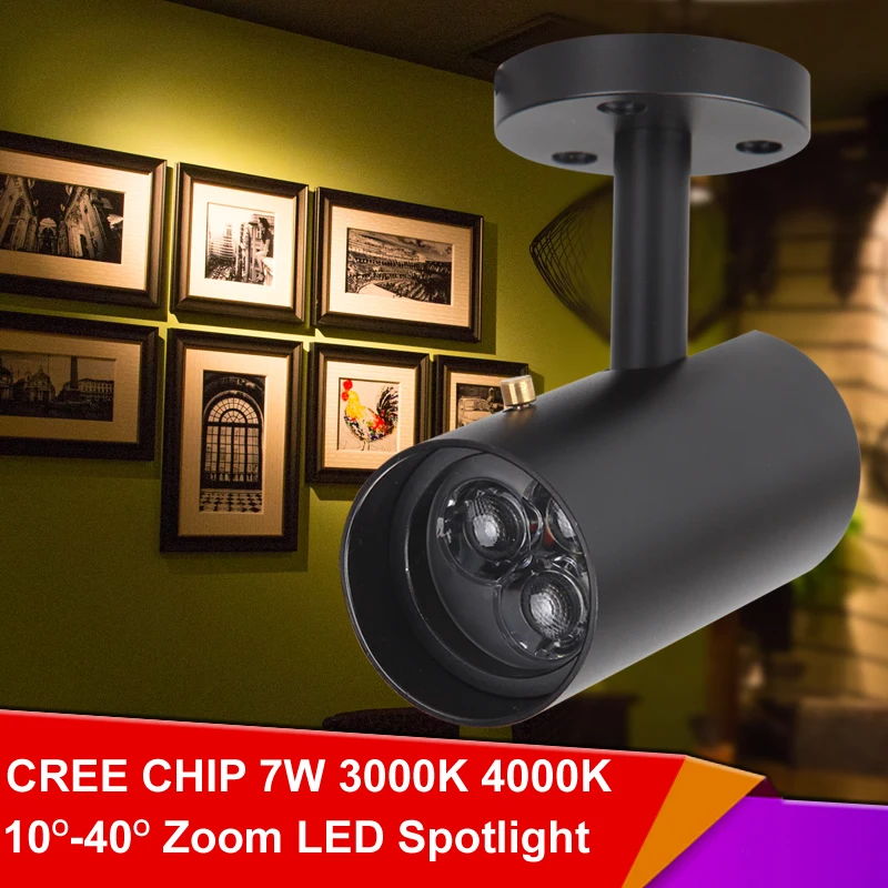 Zoom СВЕТОДИОДНЫЙ прожектор Cob Cree 7 Вт 9 3000 К 4000 к 6000 точечный светодиодный