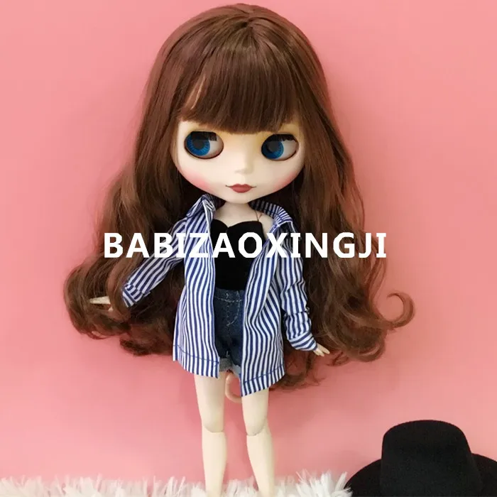 Одежда для куклы blyth 1/6 аксессуары кукол модная футболка в полоску + обтянутая