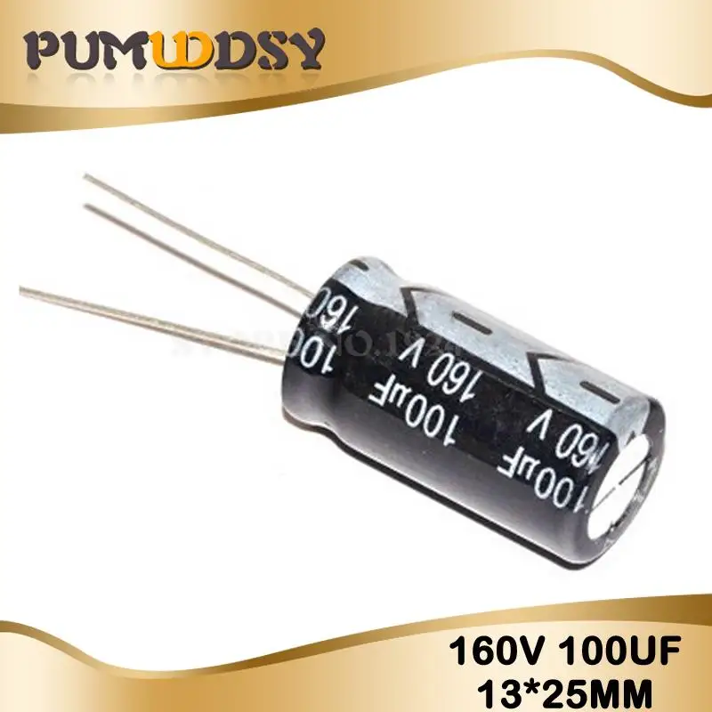 10 шт Высокое качество 160V100UF 13*25 мм 100 мкФ 160V 13*25 электролитический конденсатор с алюминиевой крышкой