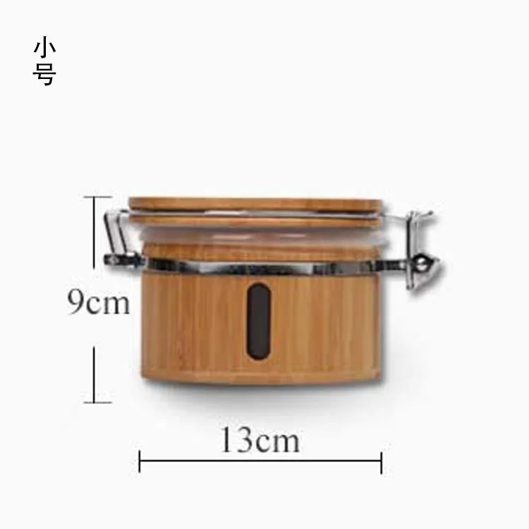 S750ml Bamboo Kitchen Storage Jar Bottle With Hinged Cork Lid Cover Sealed For Coffee Tea Spice Box Seal Pot Candy Container Airtight - Цвет: S750ml