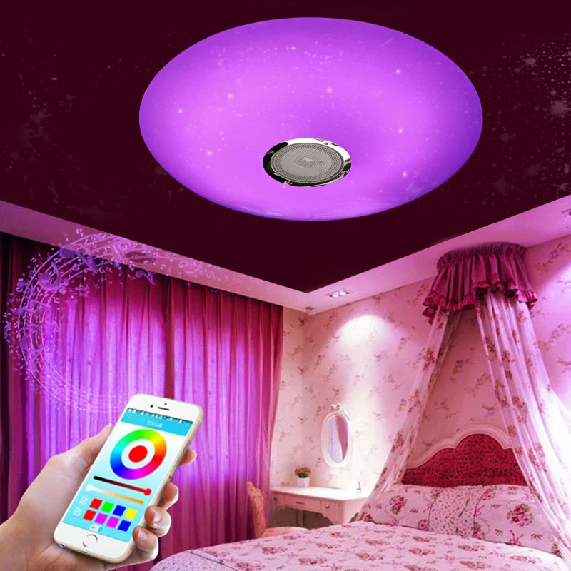 Светодиодный потолочный светильник s RGB с регулируемой яркостью, 36 Вт, приложение, дистанционное управление, Bluetooth, музыкальный светильник, лампа для спальни, умный потолочный светильник, AC86V-265V