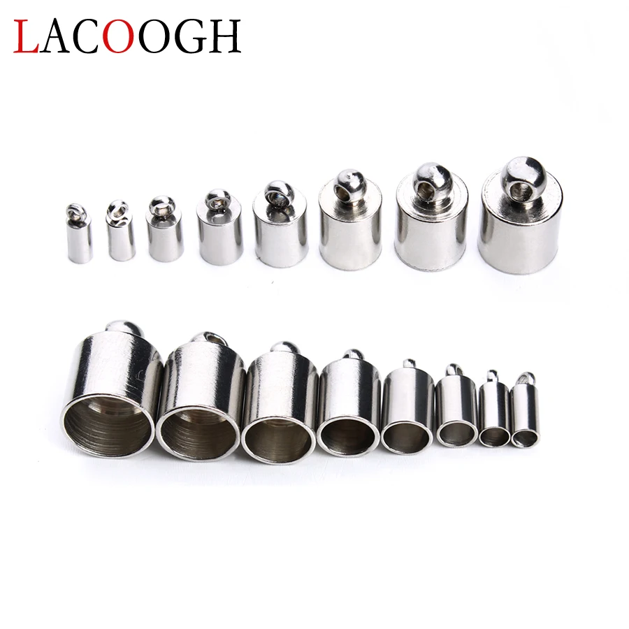 

20pcs Stainless Steel 2/2.5/3/4/5/6/7/8mm Silver Tone End Caps Crimp Beads Covers Connectors for DIY Jewelry Making Findings