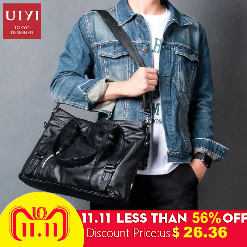 UIYI бренд 2018 Мужские Кожаные Деловые сумки мужские на плечо 14' ноутбук багаж Мода