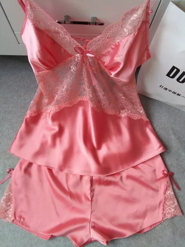 Пижама женская из натурального шелка с глубоким V образным вырезом|pajama sets|women