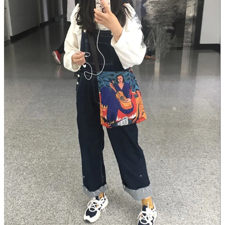 Модные женские холщовые сумки с абстрактным мультяшным принтом на плечо Новое