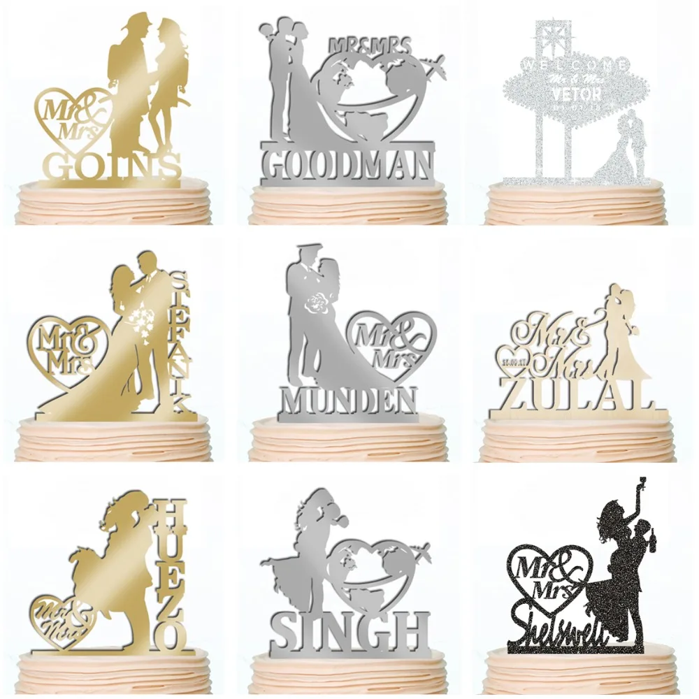 Персонализированные свадебные торты для жениха и невесты акриловые деревянные