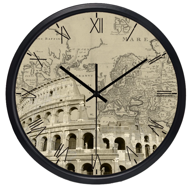 Часы Мирового часового пояса бренд отель лобби часы Roma NO. World Places of Interest часы-карта ультра тихие высокие-Gr кварцевые часы