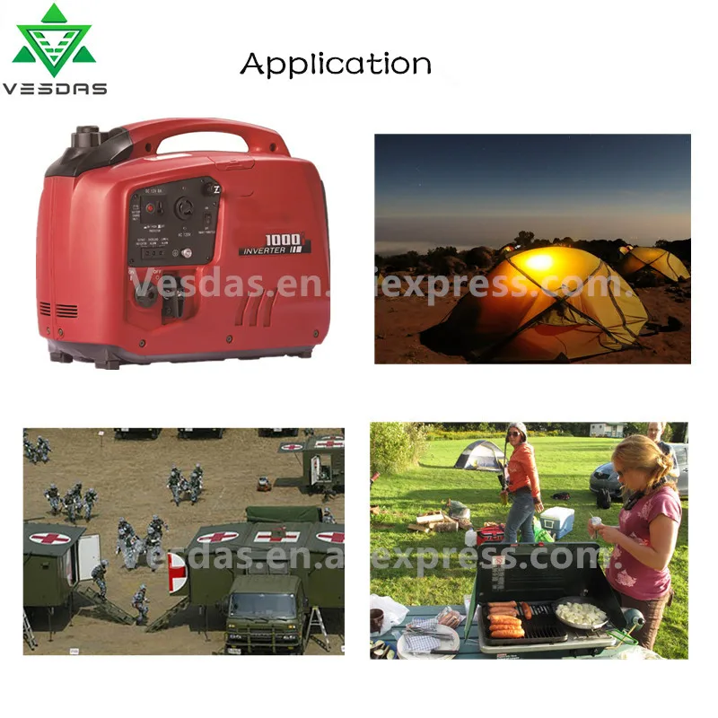 1000W 52cc 120V/230V Large Capacity Steady Output Low Noise Light Weight Easy Operation Small Portable Inverter Gas Generator