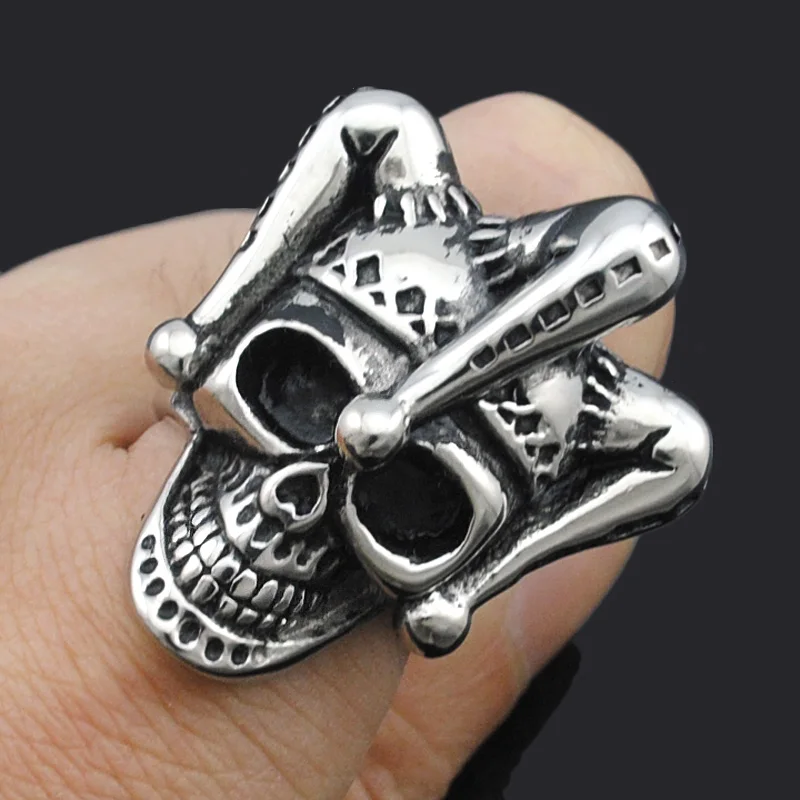 ATGO мужское ювелирное изделие в стиле рок клоун шляпа Череп кольцо из нержавеющей