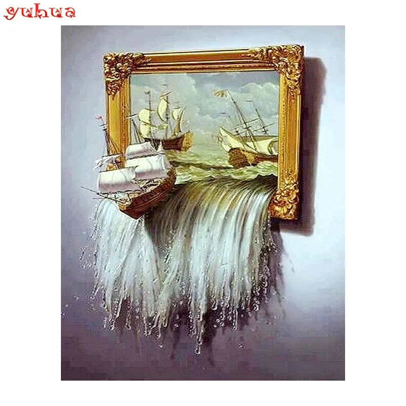 5D DIY Алмазная вышивка Океанский парусник картина крестиком украшение из мозаики