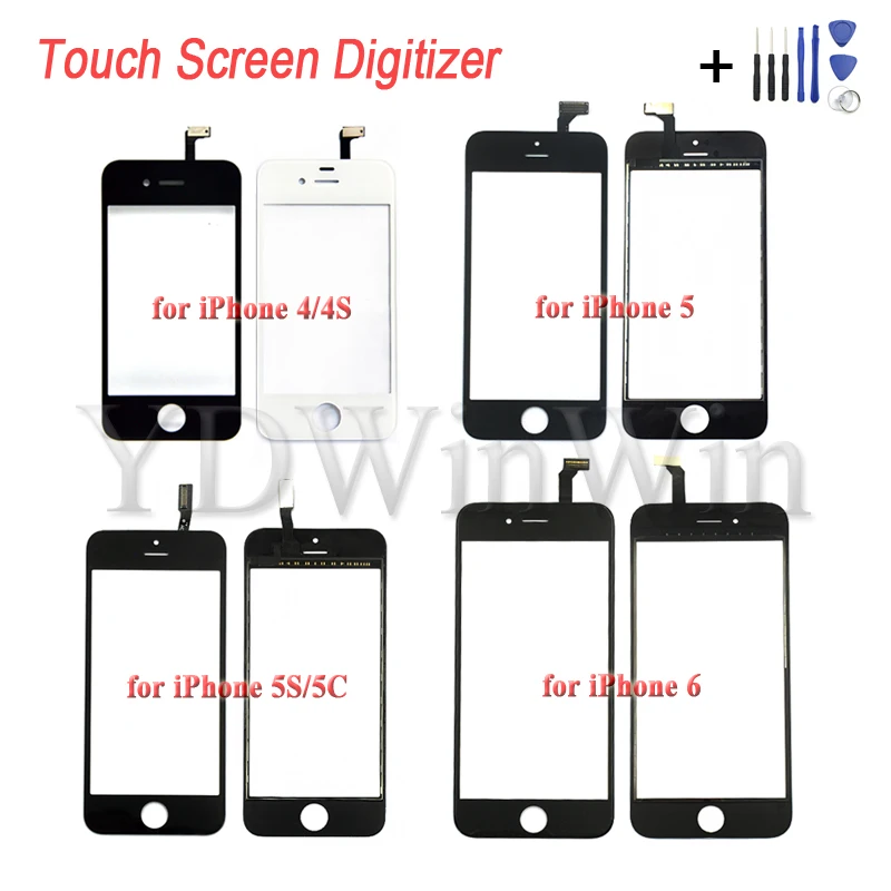 Сенсорный экран дигитайзер стеклянный объектив для iPhone 4 4s 5 5s 5c 6 Plus Передняя