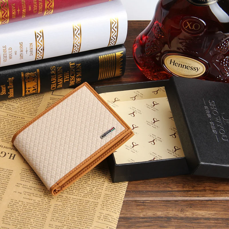 Новые дизайнерские брендовые деловые черные кожаные мужские кошельки короткий