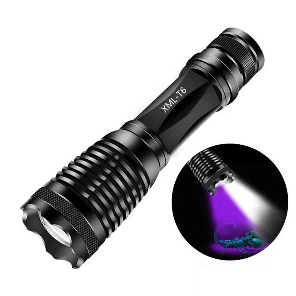 1 T6XPE LIGHT T6/XPE светодиодный фонарик 2 источника света фонари с изменяемым углом освещения зарядки лампа в виде игральных костей УФ Фиолетовый Факел использовать 18650 Открытый - Испускаемый цвет: 1 T6XPE LIGHT