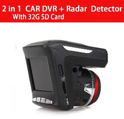 2 in 1 with 32g card Русский 2 в 1 Автомобильный радар-детектор DVR, gps трекер 2," мини видеорегистратор HD 1280x1080P фиксированный и поток скорость обнаружения видео рекордер - Название цвета: 2 in 1 with 32g card