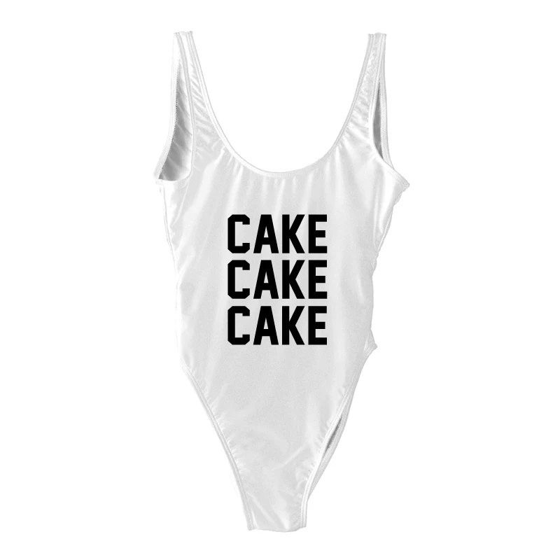 Сексуальный цельный купальник женский купальный костюм с принтом торта и букв