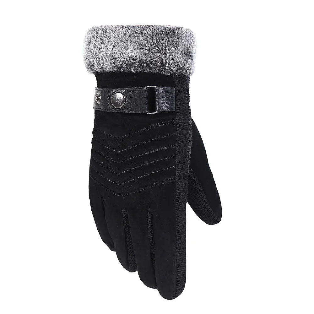 Men's Windproof Waterproof Bicycle Pigskin Slip Plus Velvet Thickening Gloves Fashion Accessories Outdoor Cycling #3N08 | Спорт и