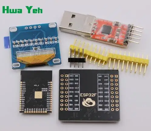 ESP32F suite ESP-32F module + плата адаптера ESP32 модуль CP2102 OLED 0 96 дюйма желто-синий 20 см Dupont line