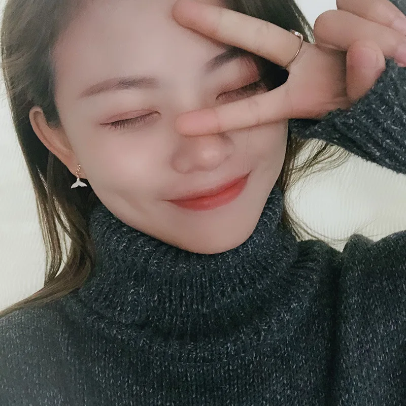 Серьги русалки из серебра 925 пробы корейские серьги с рыбьим хвостом женские в