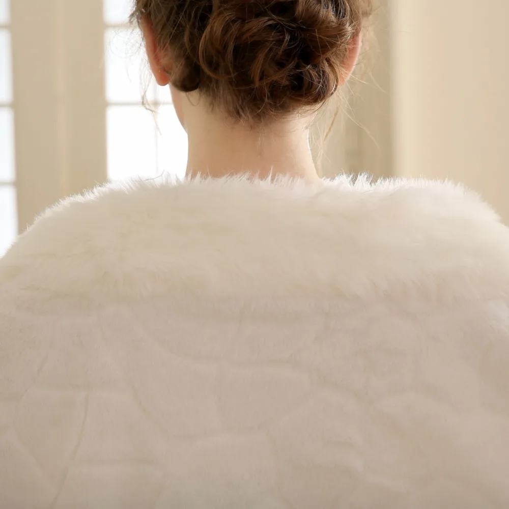 

SHAMAI New Women Winter Long Bridal Shawl Bridal Wraps Warm Faux Fur Wedding Party Wrap Boleros Wedding Shawl Evening Party Cape