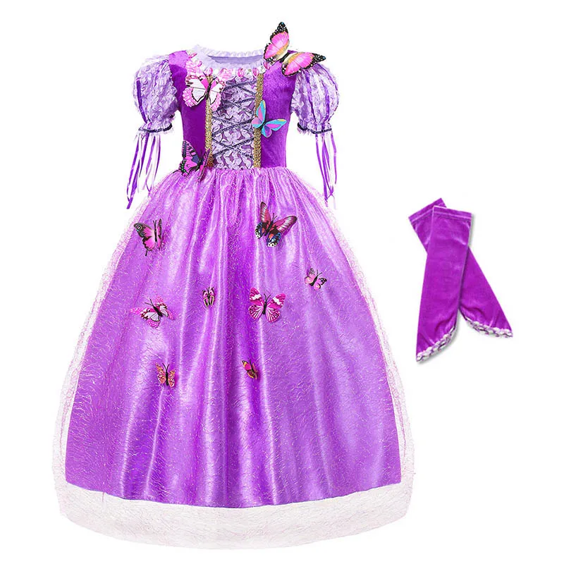5 Rapunzel dress Платье принцессы для девочек; костюм Авроры, Золушки, Белль, Рапунцель, жасмин; платья Спящей красавицы; нарядное детское платье для вечеринки, Хэллоуина - Цвет: 5 Rapunzel dress