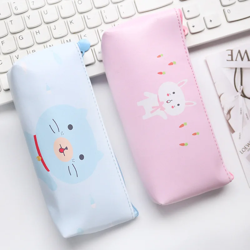 Пенал из искусственной кожи с мультяшными животными большой держатель для