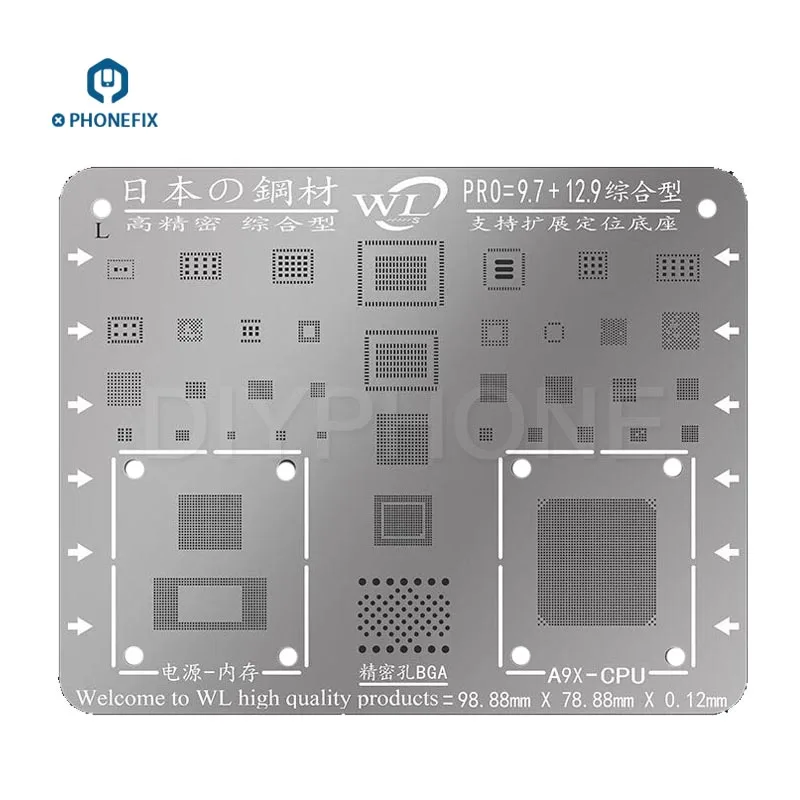 WL многоцелевой Японский стальной трафарет BGA Шаблоны для IPad 2 3 4 5 6 Air 1 Mini Pro ремонт