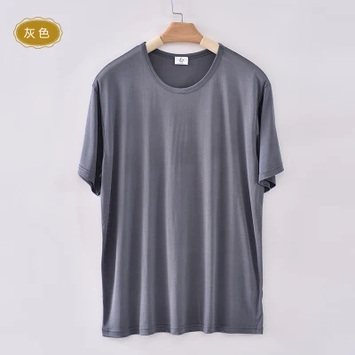 Летняя мужская шелковая футболка с коротким рукавом 100% Шелковая трикотажная