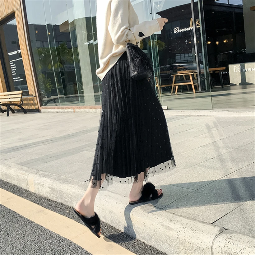 Фатиновые юбки для женщин больших размеров плиссированные розовые черные