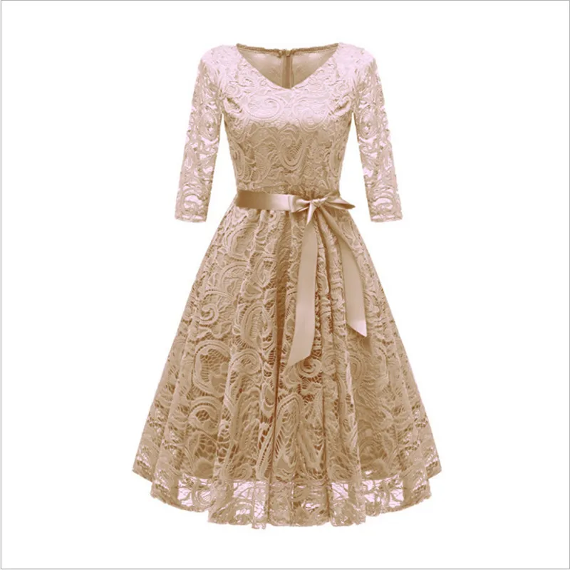 Женское весеннее платье с V образным вырезом рукавом 2018 и кружевом|women spring dress|swing