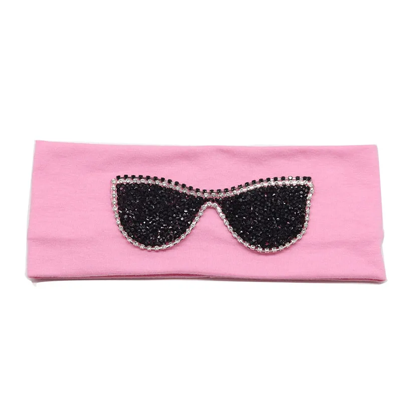 Pink Black Женские солнцезащитные очки, повязки на голову, летняя мода, стразы, эластичная повязка на голову для девушек, леди, хлопок, твердая повязка, аксессуары для волос - Цвет: Pink Black