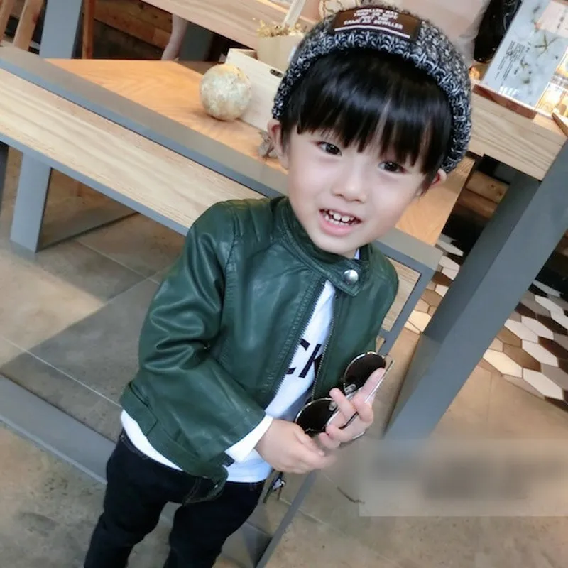 Новая осенне-зимняя детская кожаная куртка модные унисекс дети Пальто для