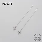 Женские длинные висячие украшения INZATT, из серебра очаровательные серьги-капли пробы, 925 пробы, с цирконом, в виде листьев, металлическую цепь с кисточкой