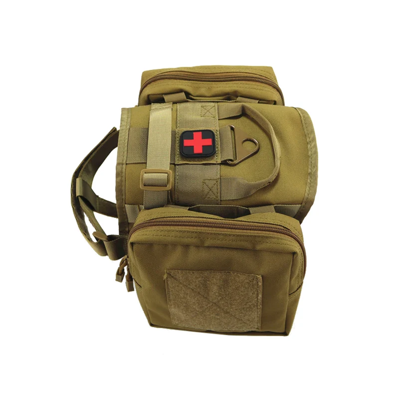 Khaki Модернизированный жилет для собак 1000D MOLLE, Охотничий Жилет K9, поводок для собак с вытягивающей ручкой, жилеты для домашних животных с 2 сумками - Цвет: Khaki