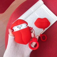 sexy red lip earphone case for airpods case finger ring silicone case cover for airpods 2 earphone bag protective earbuds cover