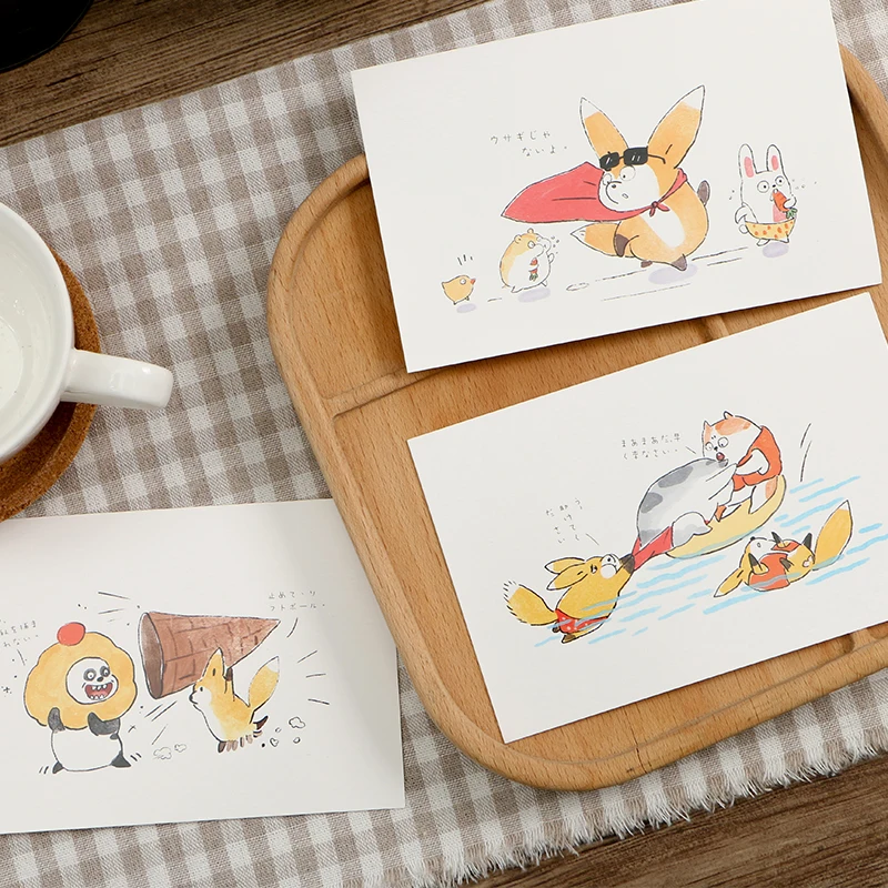 30 шт./кор. животного открытка для друзей стильная футболка с изображением