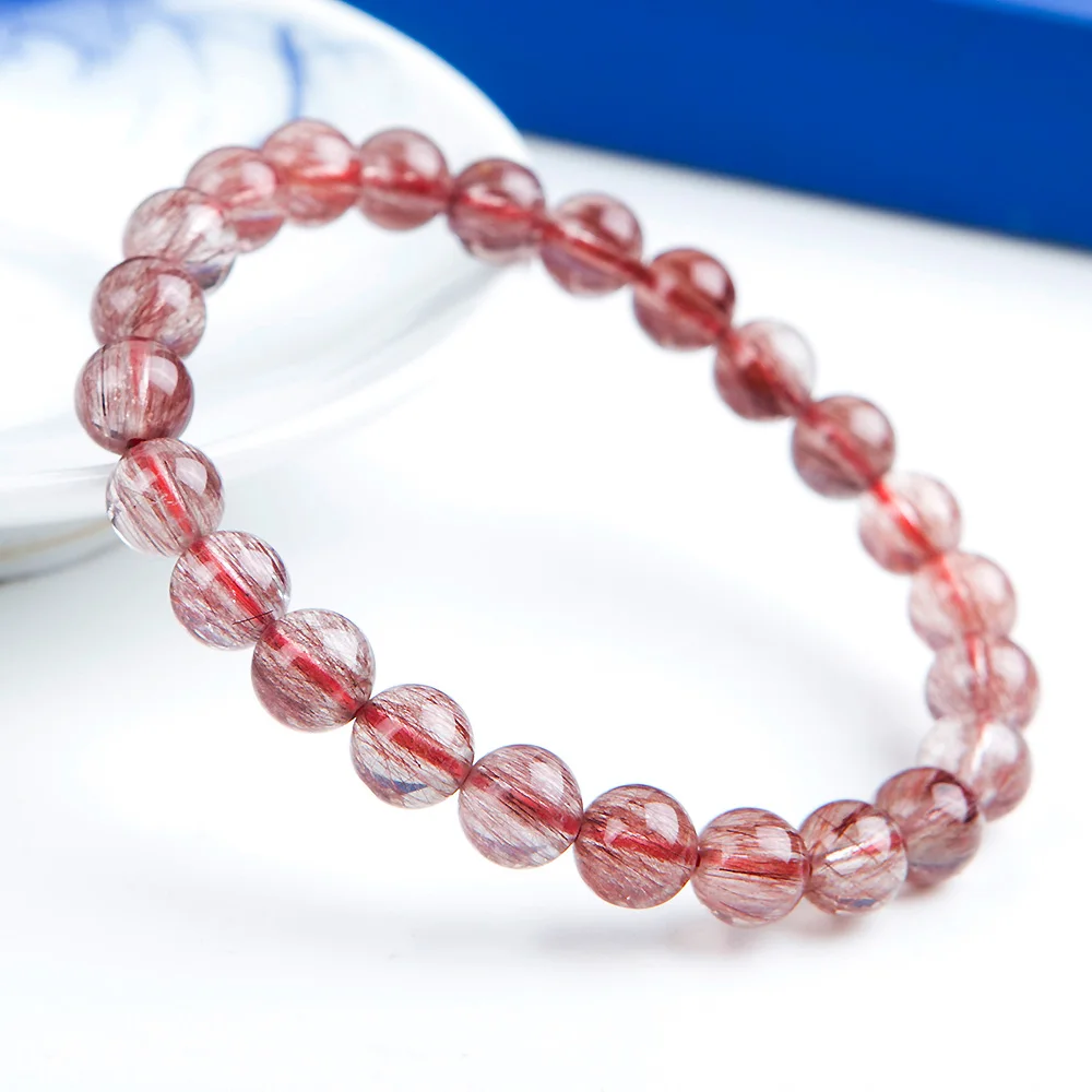 Новинка натуральные красные волосы рутилированные кварцевые круглые бусины 8 мм