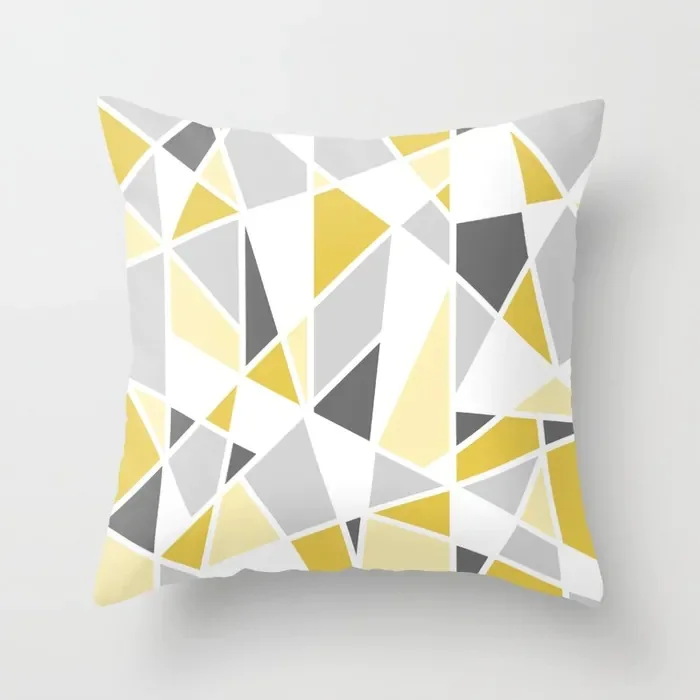 ZENGIA Cojines Decor Para Sofa Cushion Cover Yellow Flowers Pillow Geometric Polyester Decoration Home Housse De Coussin | Дом и сад