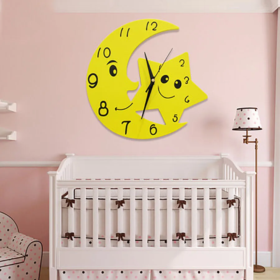 Детские Модные настенные часы для спальни гостиной бесшумные с рисунком простые
